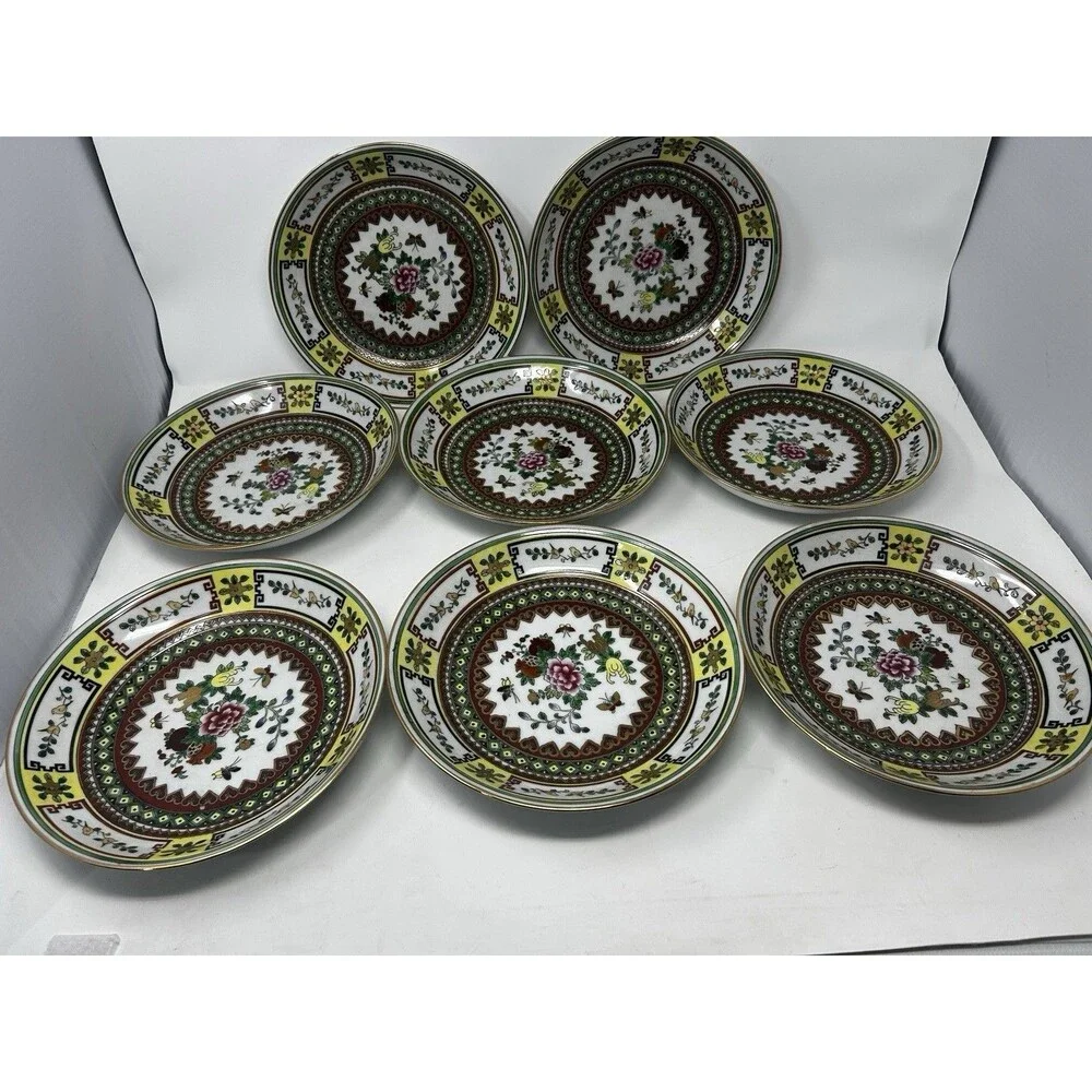 Vintage Chinese Famille Rose Platter 16x12 & 8 Bowls 9